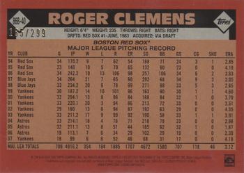 2021 Topps - 1986 Topps Baseball 35th Anniversary Black (Series One) #86B-40 Roger Clemens Back