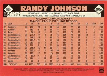 2021 Topps - 1986 Topps Baseball 35th Anniversary Black (Series One) #86B-54 Randy Johnson Back