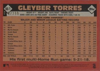 2021 Topps - 1986 Topps Baseball 35th Anniversary Black (Series One) #86B-71 Gleyber Torres Back