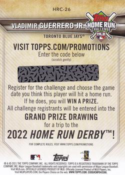 2021 Topps - Home Run Challenge (Series One) #HRC-26 Vladimir Guerrero Jr. Back