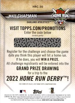 2021 Topps - Home Run Challenge (Series One) #HRC-30 Matt Chapman Back