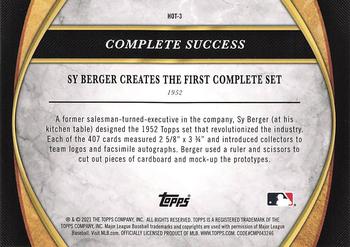 2021 Topps - The History of Topps #HOT-3 Sy Berger Creates the First Complete Set Back