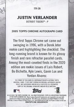 2021 Topps - Topps Through the Years #TTY-29 Justin Verlander Back