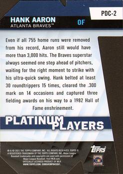 2021 Topps - Platinum Players Die Cut #PDC-2 Hank Aaron Back