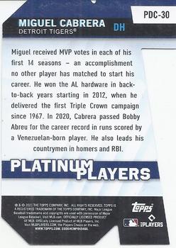 2021 Topps - Platinum Players Die Cut #PDC-30 Miguel Cabrera Back
