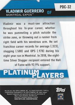 2021 Topps - Platinum Players Die Cut #PDC-32 Vladimir Guerrero Back