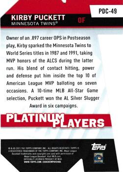 2021 Topps - Platinum Players Die Cut #PDC-49 Kirby Puckett Back