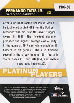 2021 Topps - Platinum Players Die Cut #PDC-50 Fernando Tatis Jr. Back