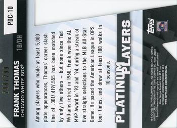 2021 Topps - Platinum Players Die Cut Black #PDC-10 Frank Thomas Back
