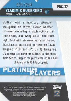 2021 Topps - Platinum Players Die Cut Black #PDC-32 Vladimir Guerrero Back