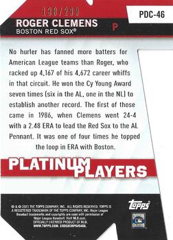 2021 Topps - Platinum Players Die Cut Black #PDC-46 Roger Clemens Back