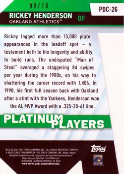 2021 Topps - Platinum Players Die Cut Platinum Anniversary #PDC-26 Rickey Henderson Back