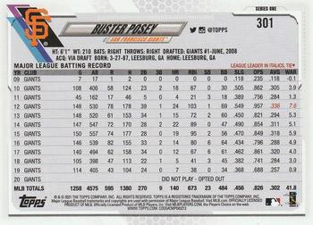 2021 Topps - Rainbow Foil #301 Buster Posey Back