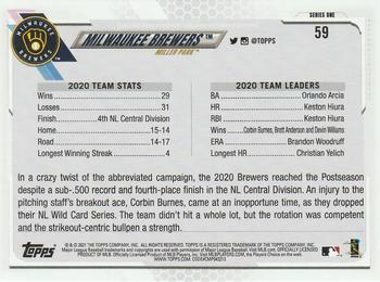 2021 Topps - Gold Foil #59 Milwaukee Brewers Back