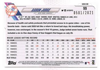 2021 Topps - Gold #99 Aaron Judge Back