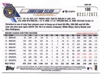 2021 Topps - Gold #100 Christian Yelich Back
