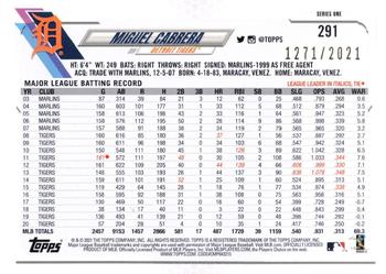 2021 Topps - Gold #291 Miguel Cabrera Back