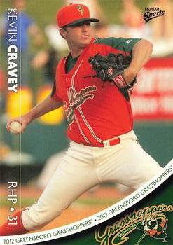 2012 MultiAd Greensboro Grasshoppers #4 Kevin Cravey Front