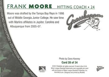 2012 MultiAd Greensboro Grasshoppers #28 Frank Moore Back
