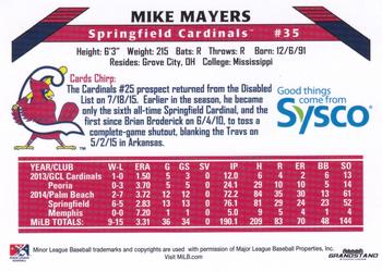 2015 Grandstand Springfield Cardinals SGA #NNO Mike Mayers Back
