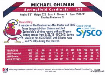 2015 Grandstand Springfield Cardinals SGA #NNO Michael Ohlman Back
