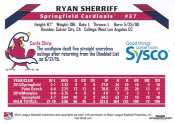 2015 Grandstand Springfield Cardinals SGA #NNO Ryan Sherriff Back