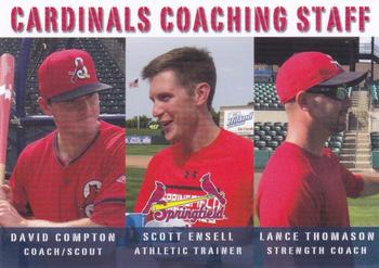 2015 Grandstand Springfield Cardinals SGA #NNO Cardinals Coaching Staff (David Compton / Scott Ensell / Lance Thomason) Front