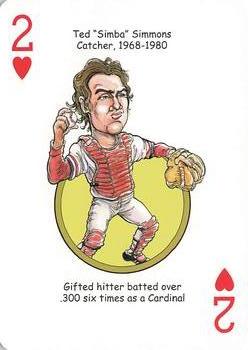 2012 Hero Decks St. Louis Cardinals Baseball Heroes Playing Cards #2♥ Ted Simmons Front