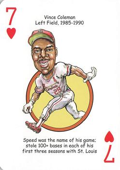 2012 Hero Decks St. Louis Cardinals Baseball Heroes Playing Cards #7♥ Vince Coleman Front