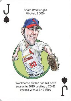 2012 Hero Decks St. Louis Cardinals Baseball Heroes Playing Cards #J♠ Adam Wainwright Front