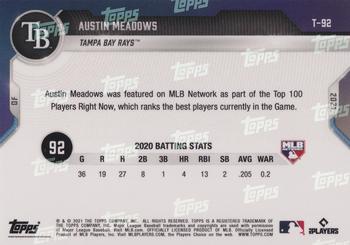 2021 Topps Now MLB Network's Top 100 #T-92 Austin Meadows Back