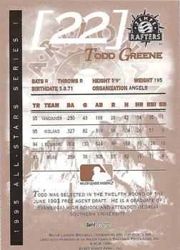 1995 SplitSecond Arizona Fall League All Stars #NNO Todd Greene Back