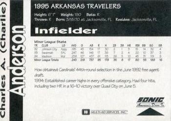 1995 Multi-Ad Arkansas Travelers #NNO Charlie Anderson Back