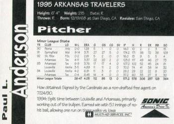 1995 Multi-Ad Arkansas Travelers #NNO Paul Anderson Back