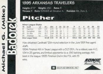 1995 Multi-Ad Arkansas Travelers #NNO Mike Badorek Back