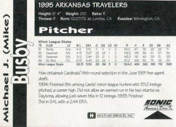 1995 Multi-Ad Arkansas Travelers #NNO Mike Busby Back