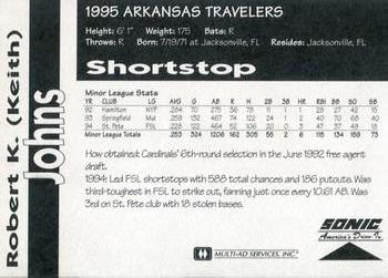 1995 Multi-Ad Arkansas Travelers #NNO Keith Johns Back