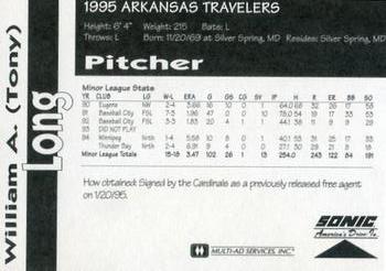 1995 Multi-Ad Arkansas Travelers #NNO Tony Long Back