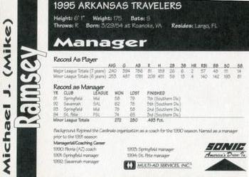 1995 Multi-Ad Arkansas Travelers #NNO Mike Ramsey Back