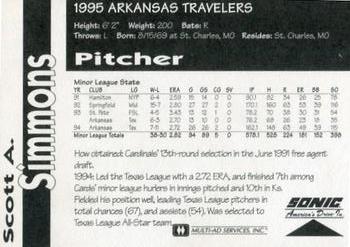 1995 Multi-Ad Arkansas Travelers #NNO Scott Simmons Back