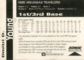 1995 Multi-Ad Arkansas Travelers #NNO Dmitri Young Back
