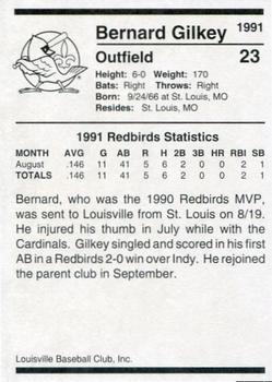 1991 Louisville Redbirds #23 Bernard Gilkey Back