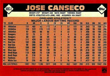 2021 Topps - 1986 Topps Baseball 35th Anniversary Chrome Silver Pack (Series One) #86BC-2 Jose Canseco Back
