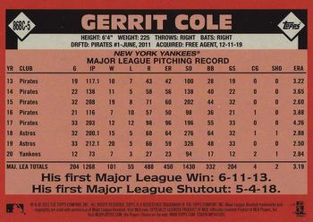 2021 Topps - 1986 Topps Baseball 35th Anniversary Chrome Silver Pack (Series One) #86BC-5 Gerrit Cole Back