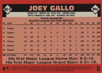 2021 Topps - 1986 Topps Baseball 35th Anniversary Chrome Silver Pack (Series One) #86BC-10 Joey Gallo Back