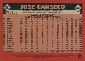 2021 Topps - 1986 Topps Baseball 35th Anniversary Chrome Silver Pack Blue (Series One) #86BC-2 Jose Canseco Back