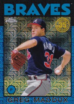 2021 Topps - 1986 Topps Baseball 35th Anniversary Chrome Silver Pack Blue (Series One) #86BC-25 Greg Maddux Front