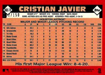 2021 Topps - 1986 Topps Baseball 35th Anniversary Chrome Silver Pack Blue (Series One) #86BC-70 Cristian Javier Back