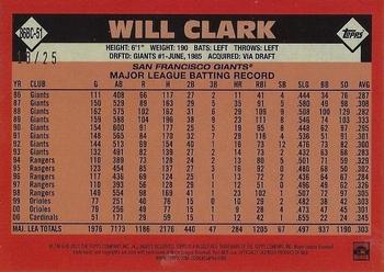 2021 Topps - 1986 Topps Baseball 35th Anniversary Chrome Silver Pack Orange (Series One) #86BC-51 Will Clark Back