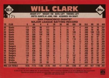 2021 Topps - 1986 Topps Baseball 35th Anniversary Chrome Silver Pack Autographs Orange (Series One) #86BC-51 Will Clark Back